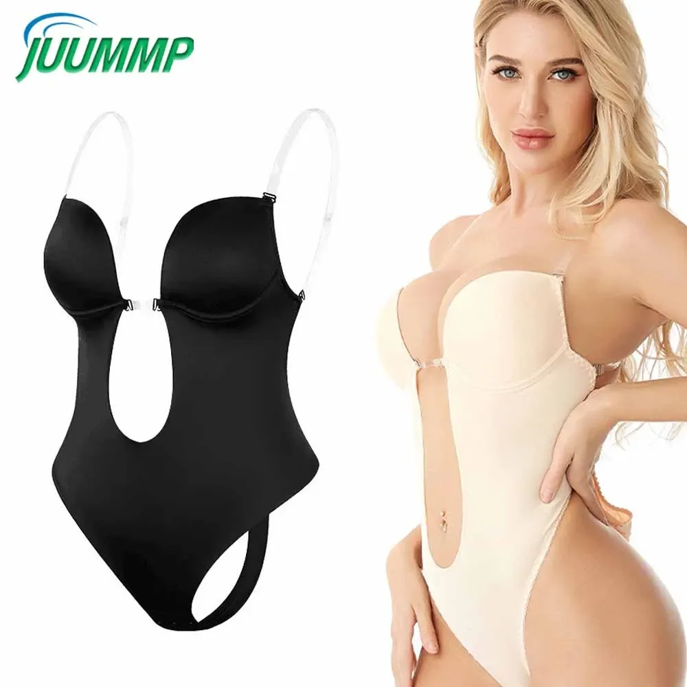 Shapewear Bodysuit Firm - 여성용 스트랩리스 바디수트, 브래지어 포함, 딥