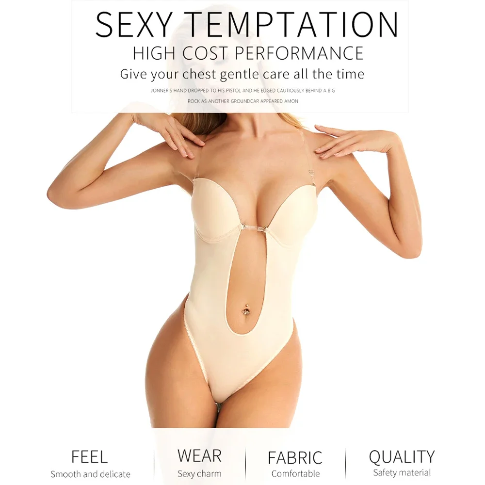 여성용 스트랩리스 바디수트, 브래지어 포함, 딥 브이넥 - Shapewear Bodysuit Firm 리뷰 및 가격