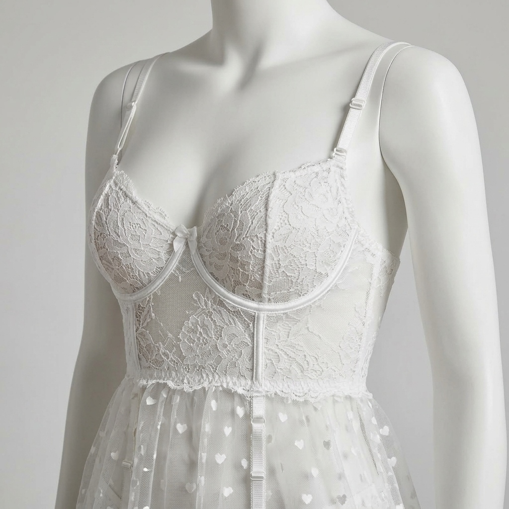 여성용 화이트 레이스 란제리 세트 하트 패턴 메쉬 베이 - Babydoll Chemise Night 리뷰 및 가격